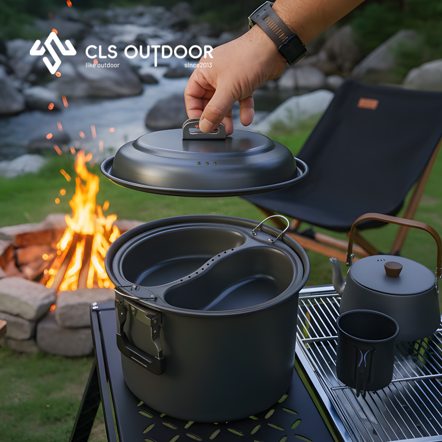 Camping Cooking Set Large - 6.5L Large Capacity Mandarin Duck Steaming