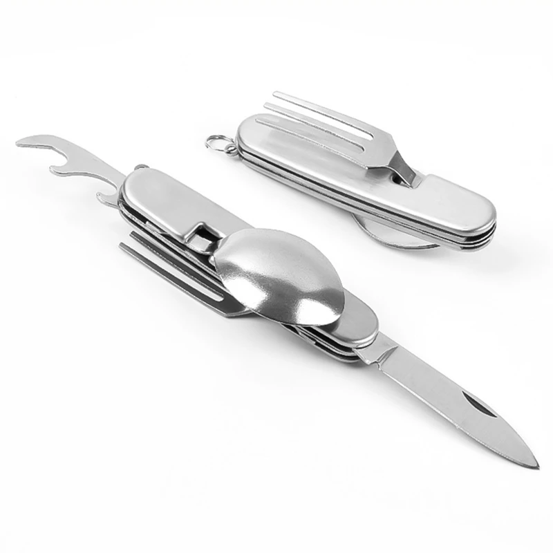 Camping Cooking Kit - Camping Tableware Set Stainless Steel Folding