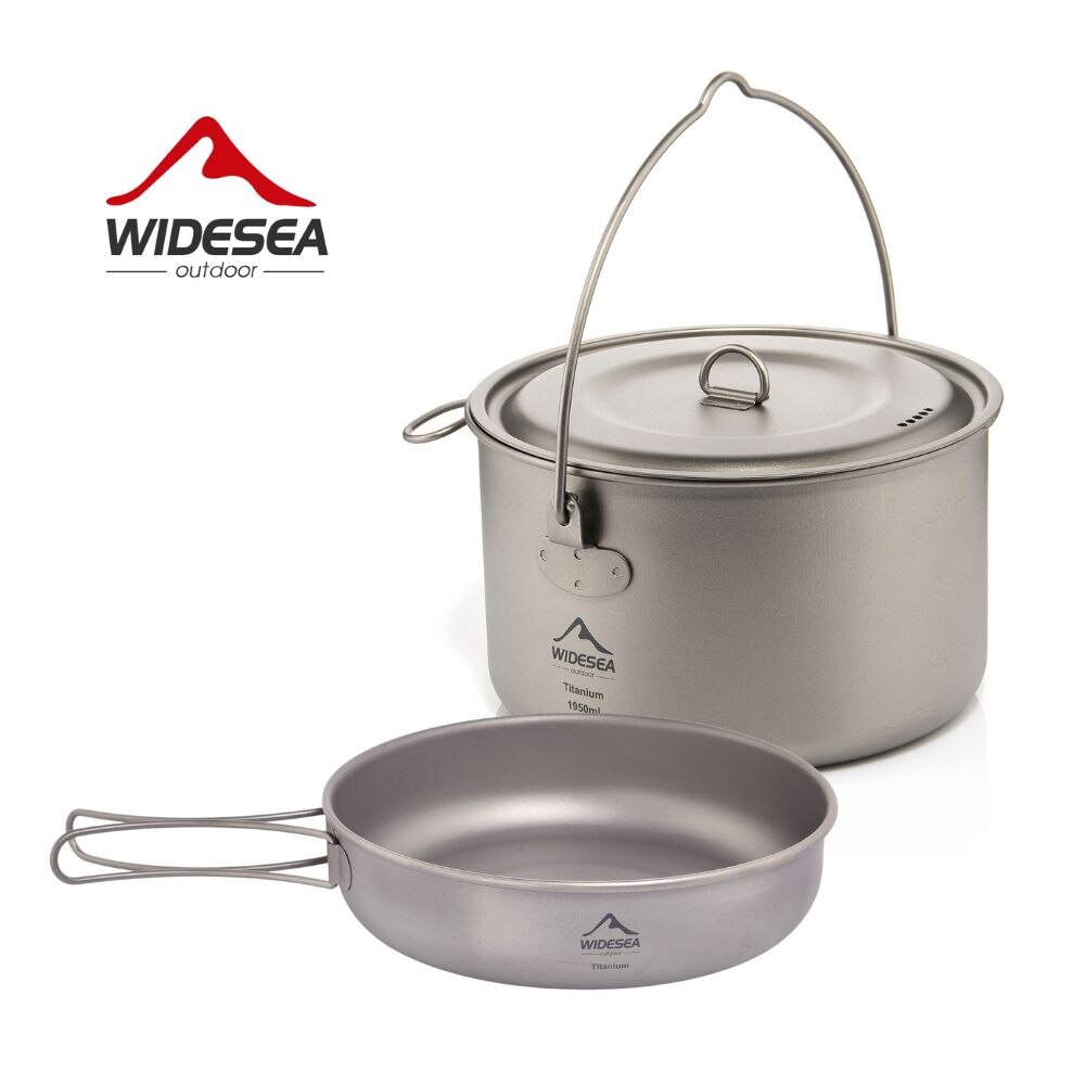 Camping Cooking Set Large - Widesea Camping Tableware Titanium Cookware Set