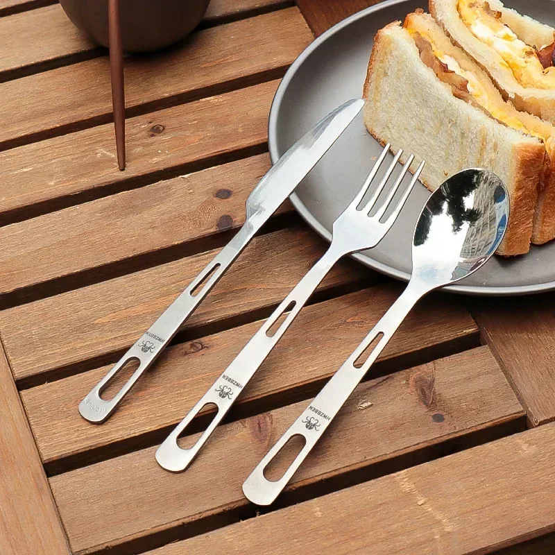 Camping Cooking Kit - HWZBBEN Titanium Fork Spoon Knife Set