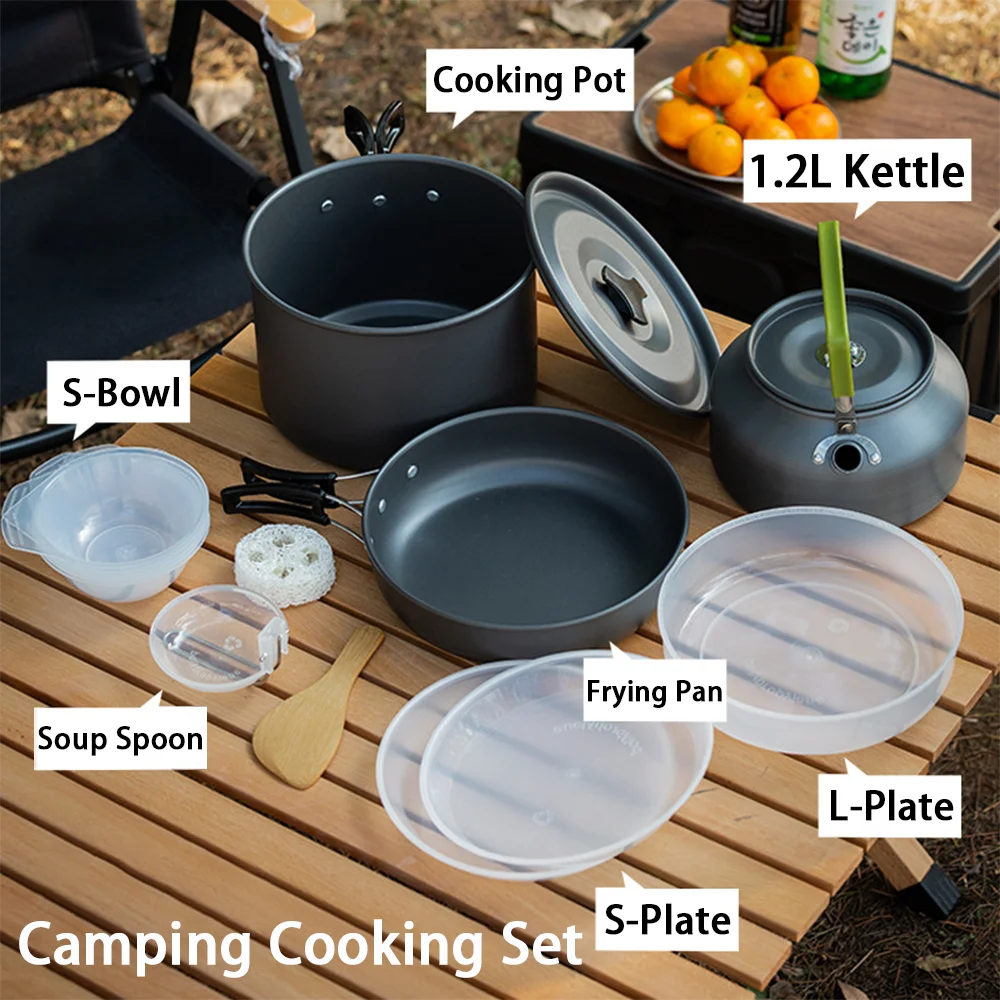 Camping Cooking Set Large - Large Capacity Non-Stick Camping Cooking Kit