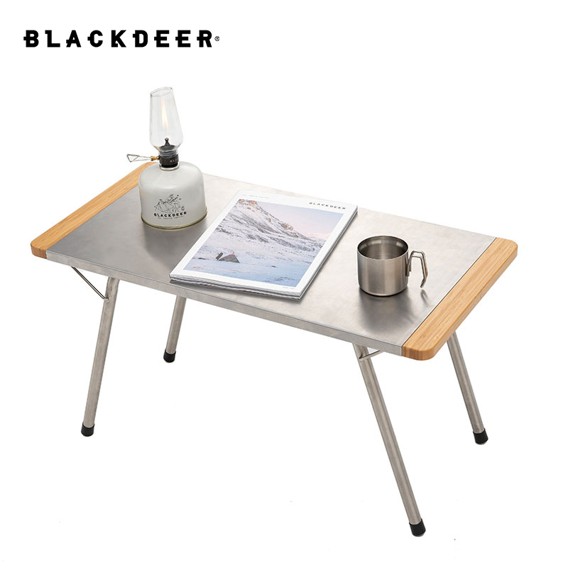 Camping Cooking Table - Bamboo Stainless Steel Folding Table Portable