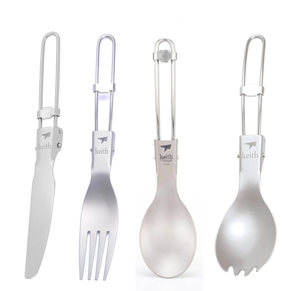 Camping Cooking Kit - Keith Outdoor Titanium Folding Spoon Spork