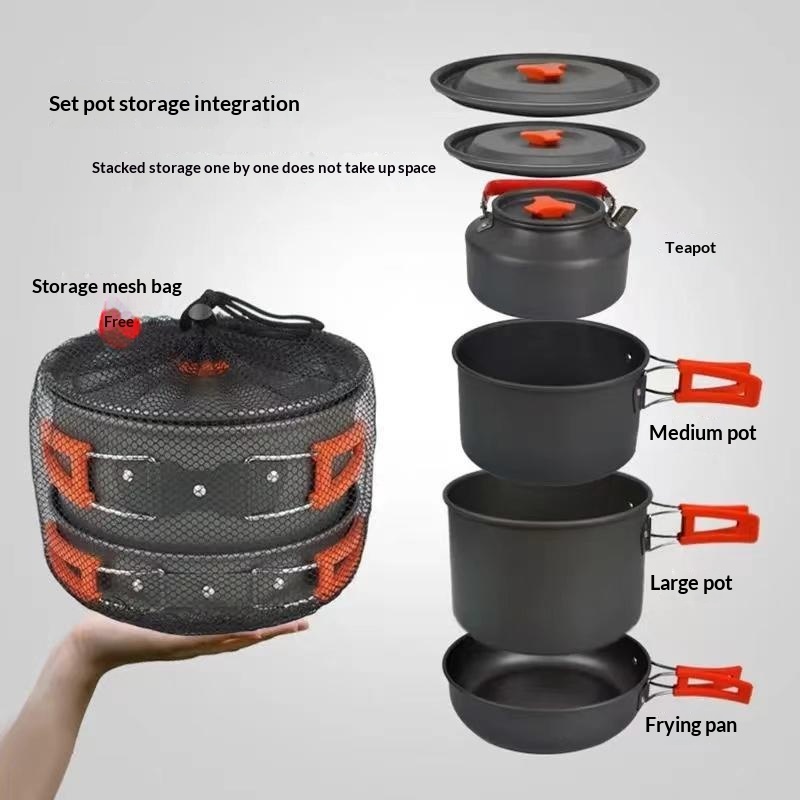 Camping Cooking Set Large - Portable Aluminum Camping Cookware Kit Lightweight