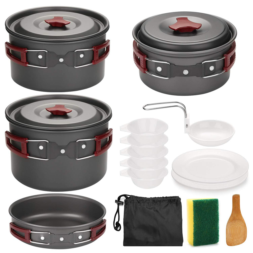 Camping Cooking Set Large - Outdoor Camping Cookware Kit Non Stick