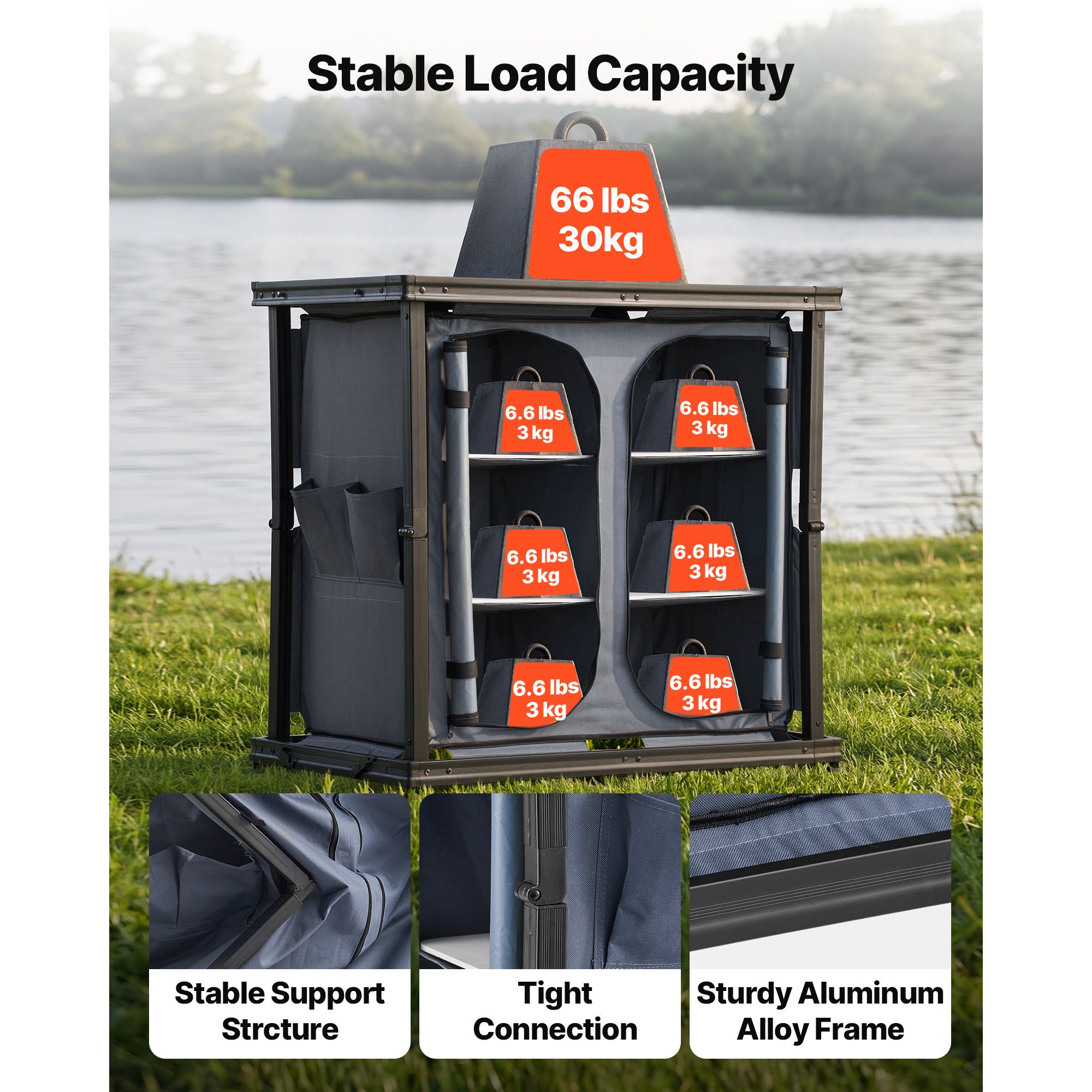 Folding Camping Storage Cabine - огляд і ціна Camping Cooking Table With Storage
