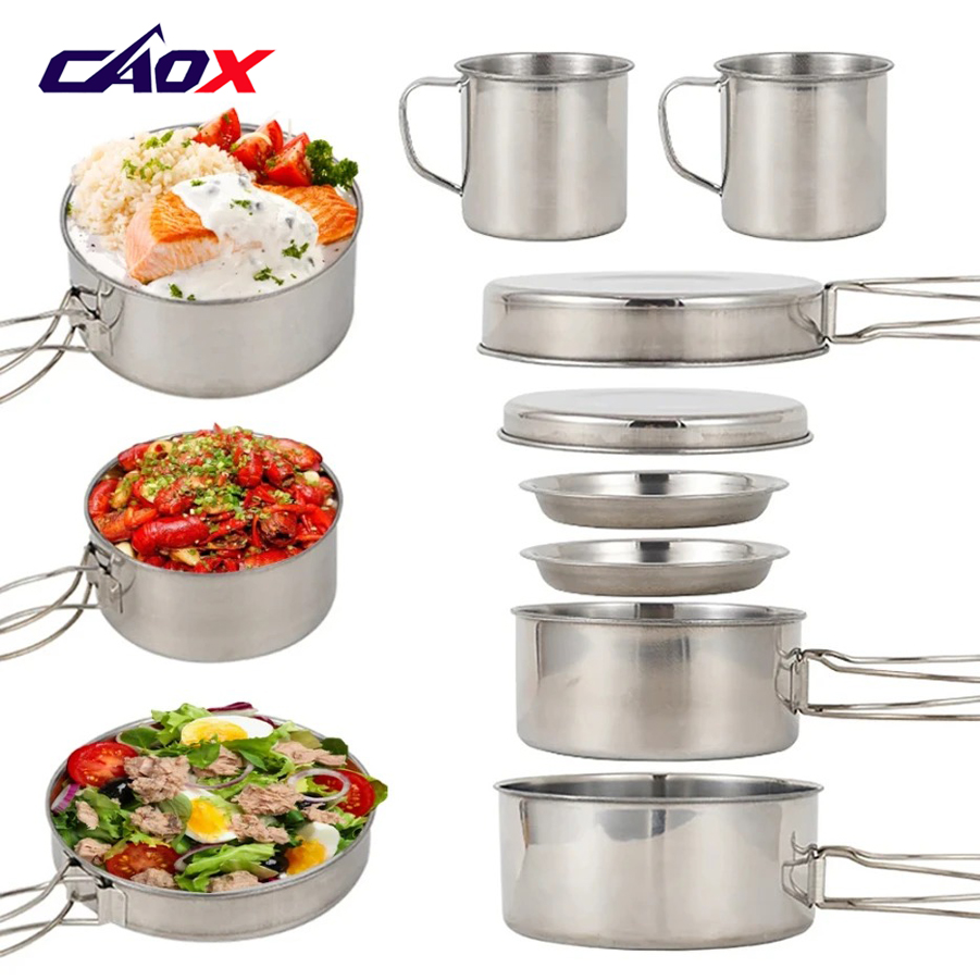CAOX 8pcs/Set Camping Cookware - огляд і ціна Camping Cooking Set Large