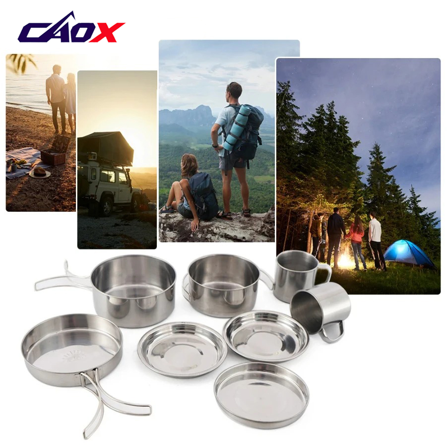 CAOX 8pcs/Set Camping Cookware - огляд і ціна Camping Cooking Set Large