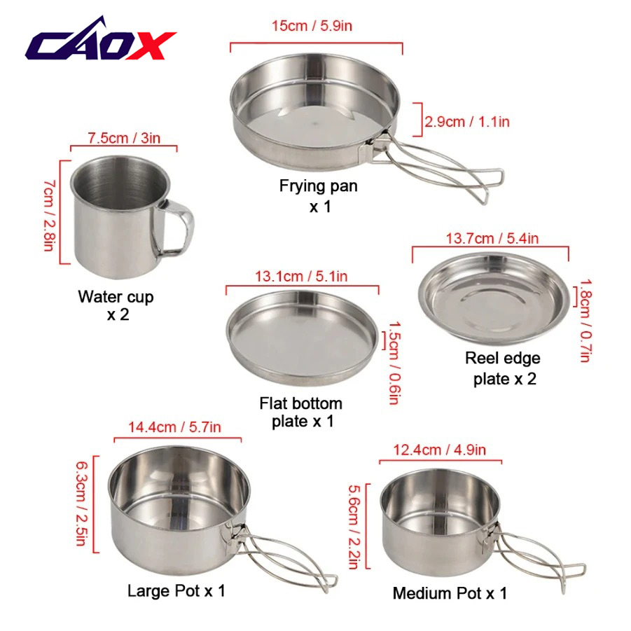 CAOX 8pcs/Set Camping Cookware - огляд і ціна Camping Cooking Set Large