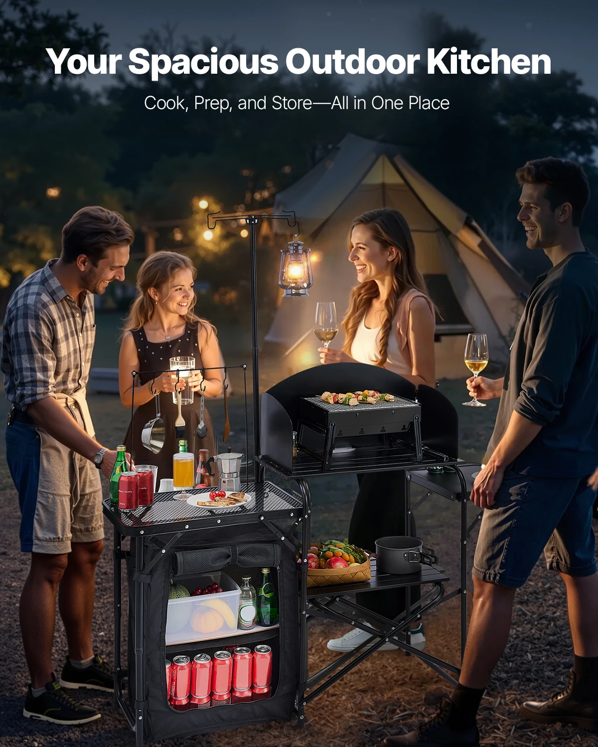 Folding Camping Table Outdoor  - огляд і ціна Camping Cooking Table With Storage