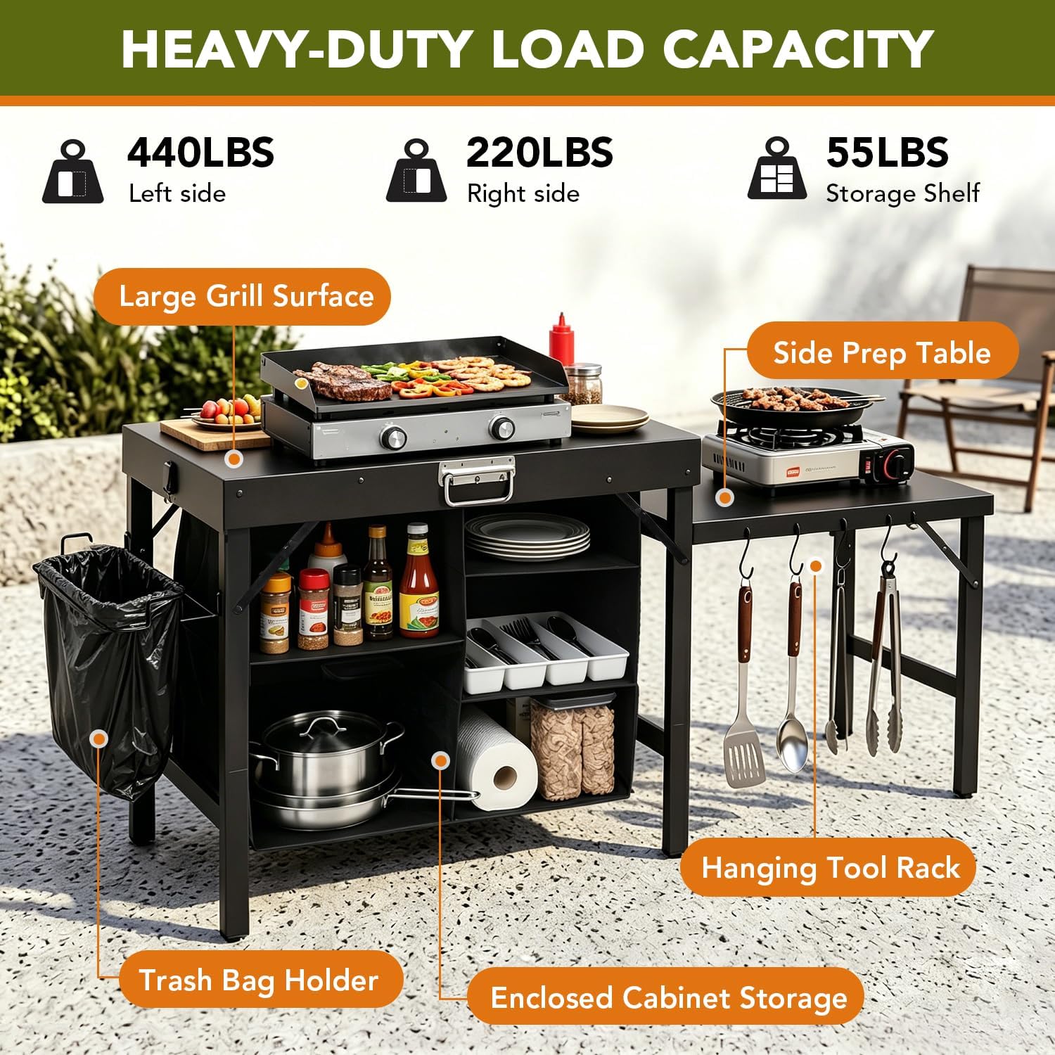 Portable Foldable Griddle Stan - огляд і ціна Camping Cooking Table With Storage