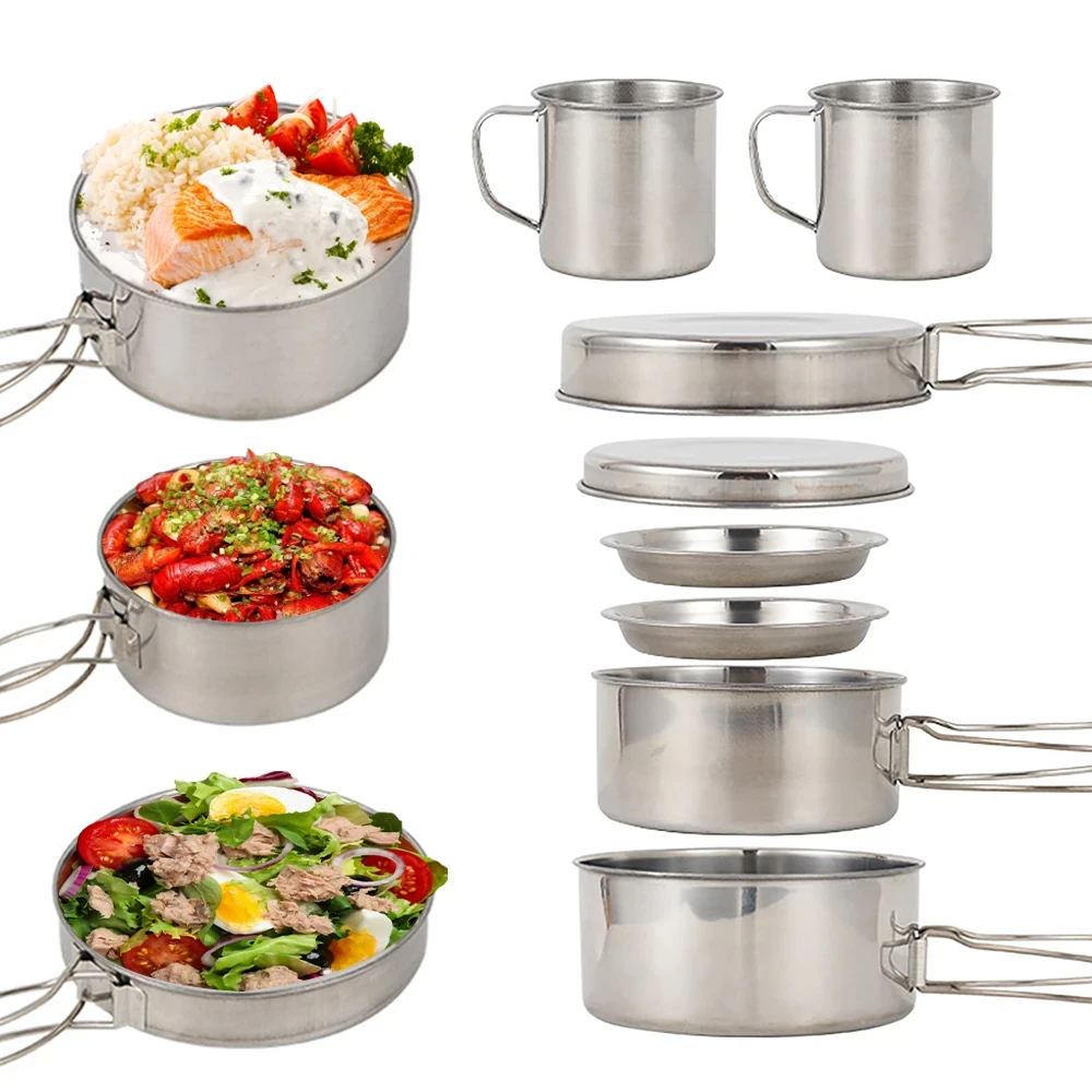 8pcs/Set Camping Cookware Mess - огляд і ціна Camping Cooking Set Large