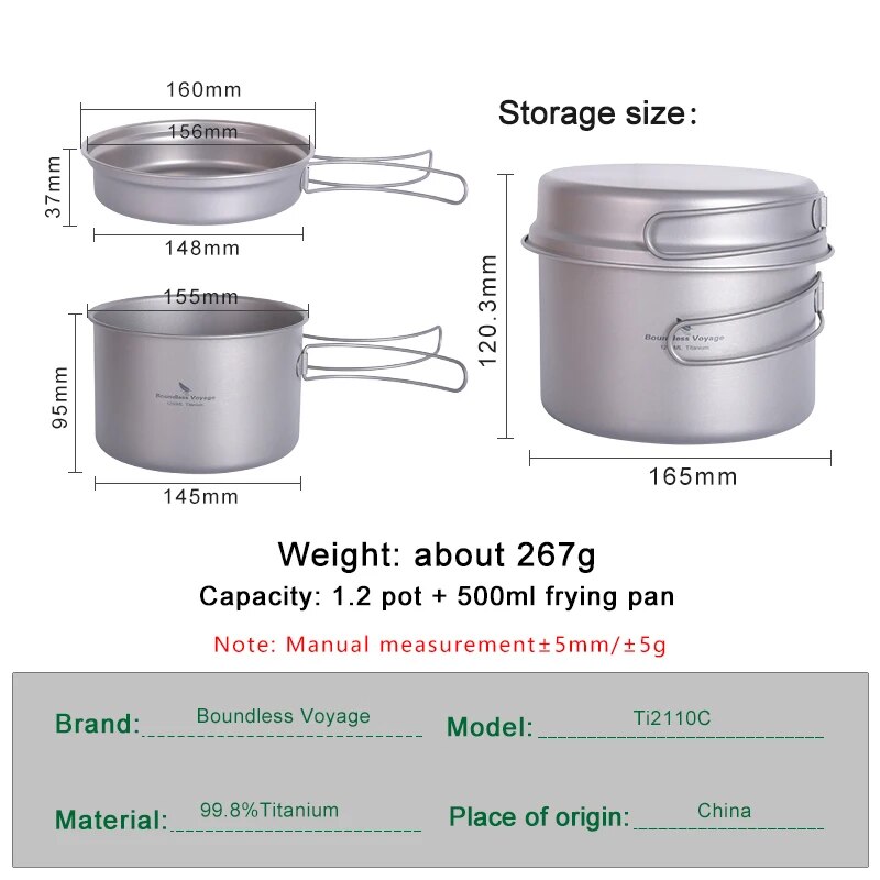 Boundless Voyage Titanium Pot  - огляд і ціна Camping Cooking Set Compact