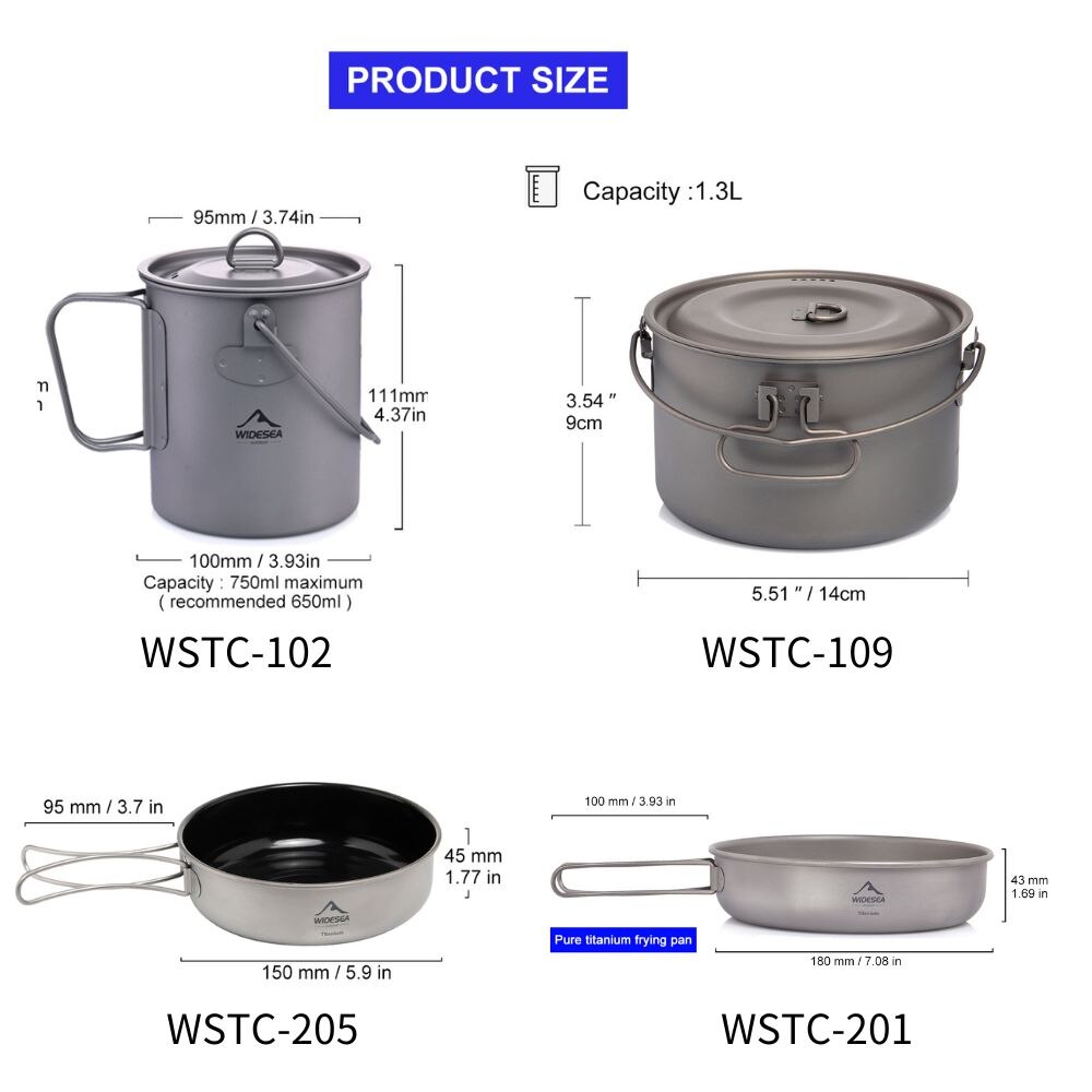 Widesea Camping Tableware Tita - огляд і ціна Camping Cooking Set Large