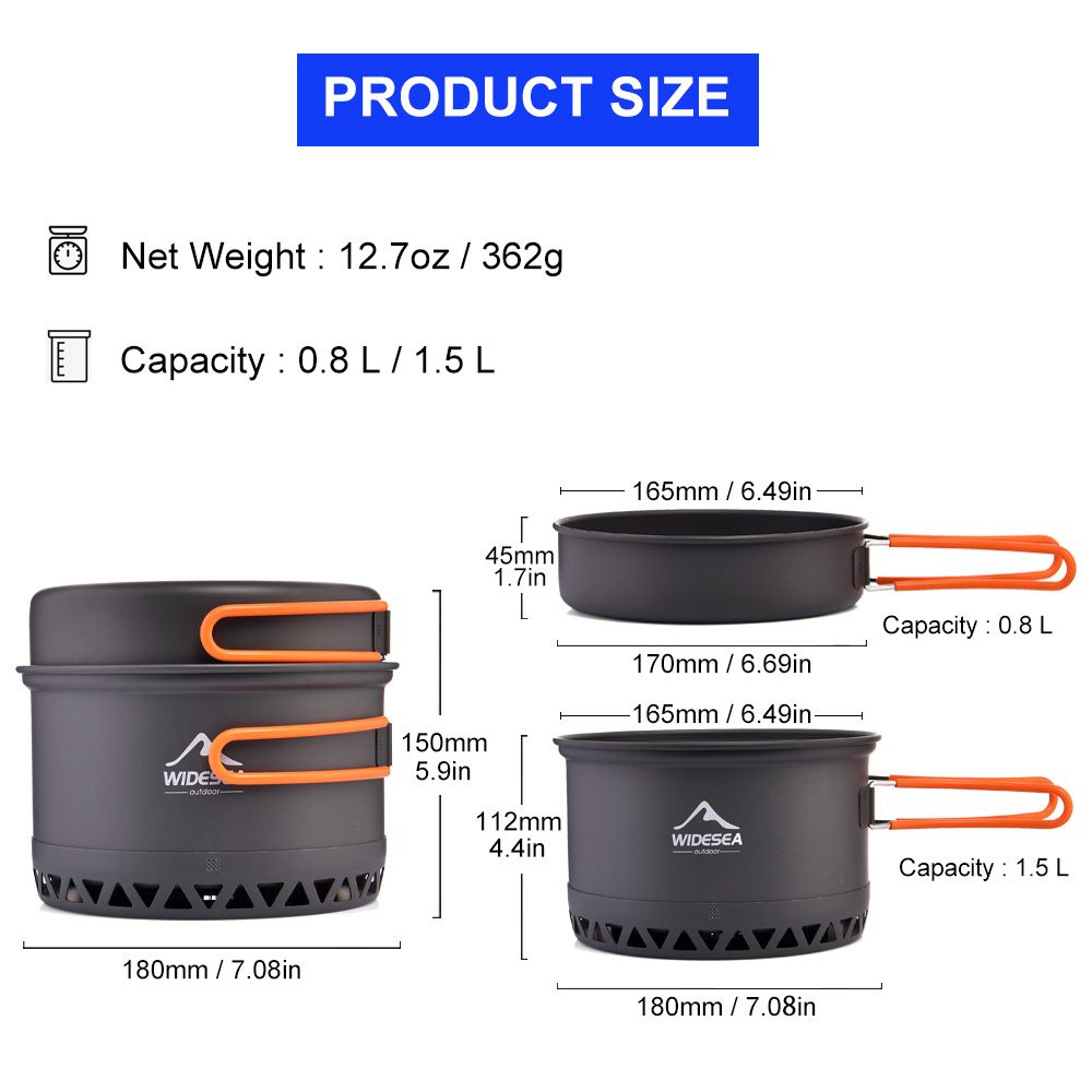 Widesea Camping 1.3L 2.3L Cook - огляд і ціна Camping Cooking Set Jetboil