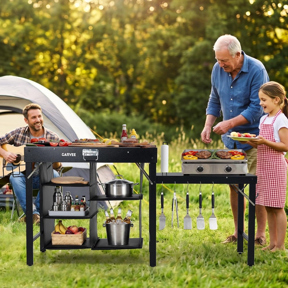 Foldable Metal Grill Table wit - огляд і ціна Camping Cooking Table With Storage