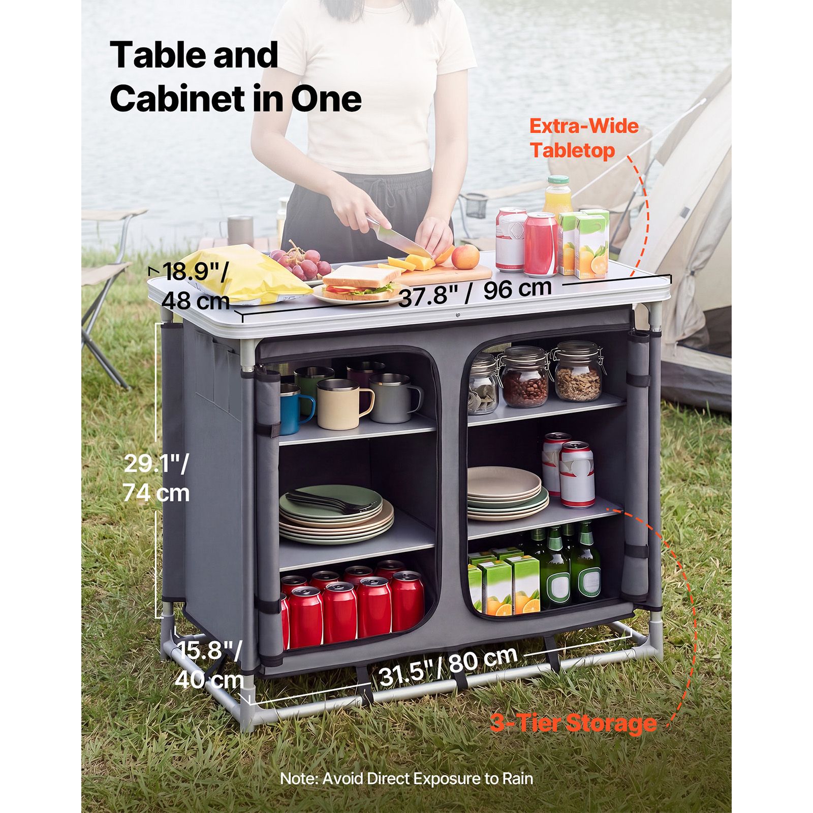 Camping Storage Cabinet, Outdo - огляд і ціна Camping Cooking Table With Storage