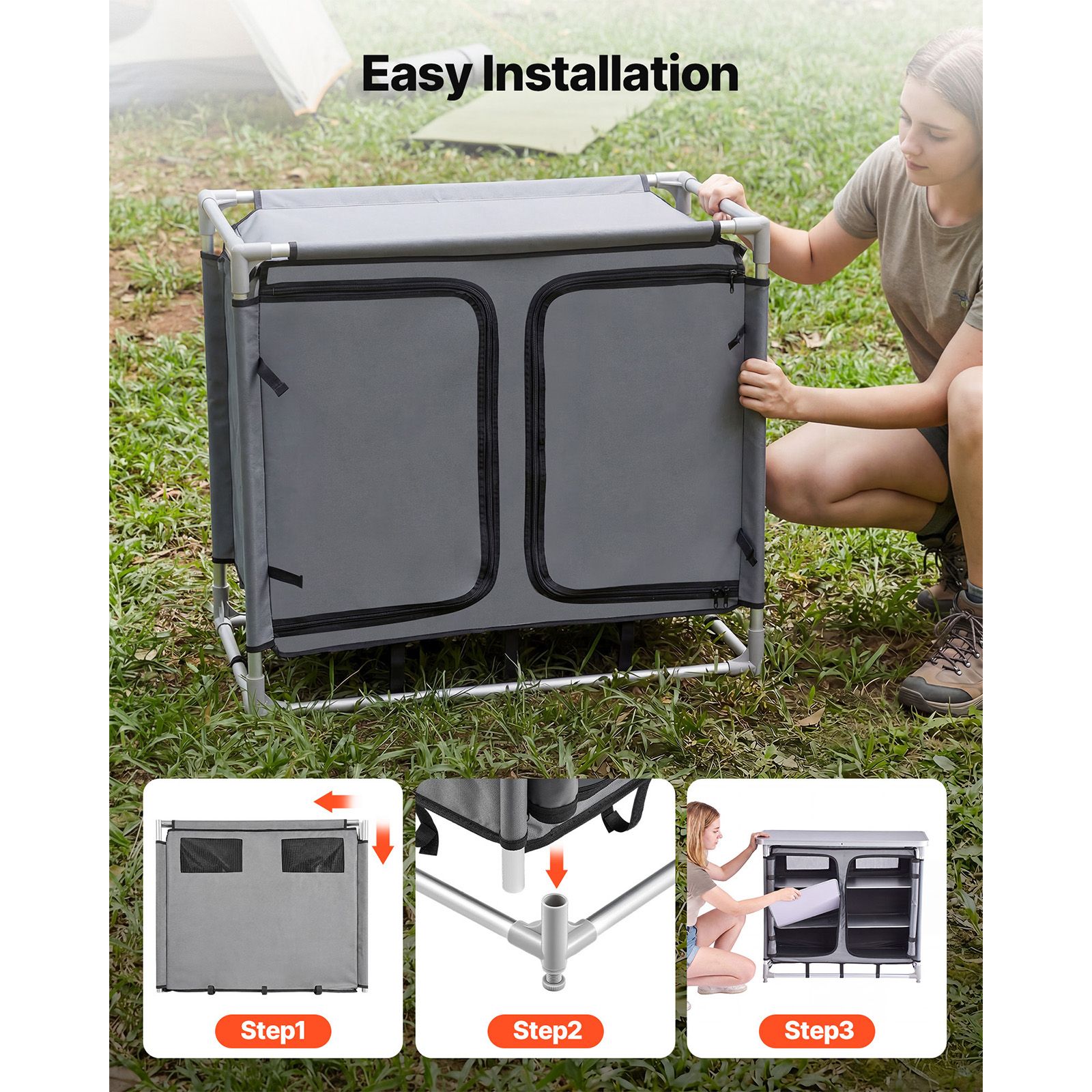 Camping Storage Cabinet, Outdo - огляд і ціна Camping Cooking Table With Storage