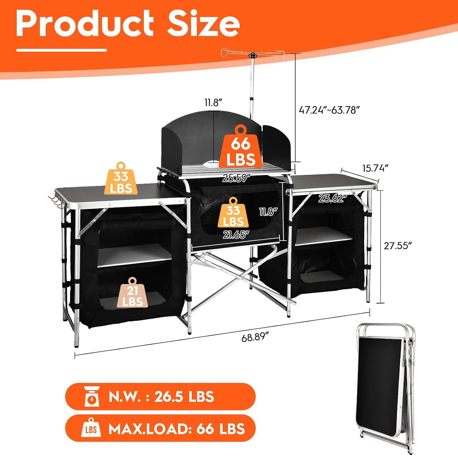 Aluminum Folding Camping Kitch - огляд і ціна Camping Cooking Table With Storage