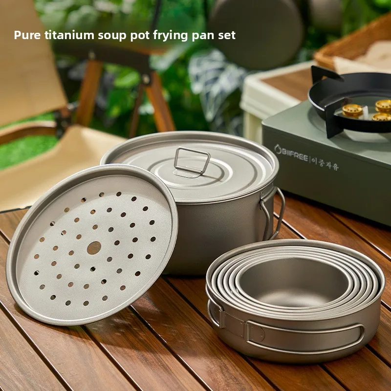 Titanium Outdoor Pot Set Picni - огляд і ціна Camping Cooking Mesh