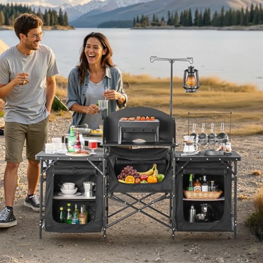 Camping Kitchen Table, Outdoor - огляд і ціна Camping Cooking Table With Storage